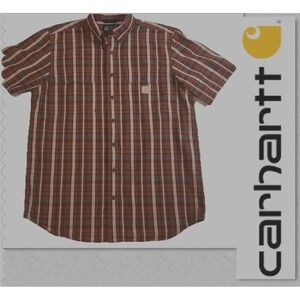 Carhartt Loose Fit - Men's Large Tall Midweight Short Sleeved Plaid Shirt Button